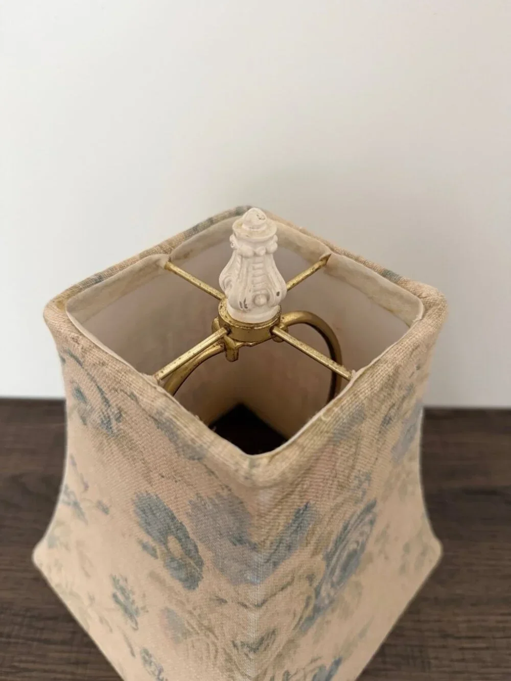Vintage Square Bell Blue Rose Floral Fabric Lampshade‎ Cottagecore Shabby Chic